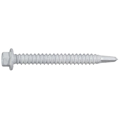 Self-Drilling Screw, #12 X 2 In, White Ruspert Steel Hex Head Hex Drive, 50 PK